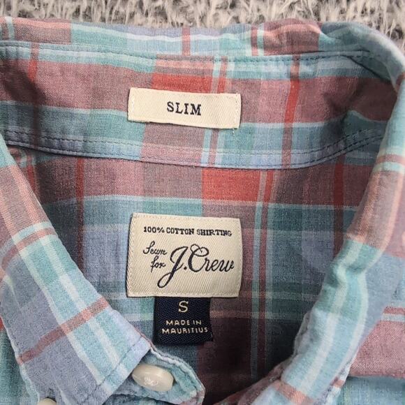 J Crew Shirt Men Small Blue Plaid Long Sleeve Preppy Casual Slim Fit Modern - Picture 2 of 6